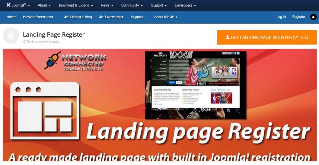 Joomla - Landing Page Register